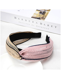 Fashion Beige + Pink Colorblock Headband Cross-knit Solid Color Headband