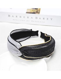 Fashion Black + Gray Colorblock Headband Cross-knit Solid Color Headband