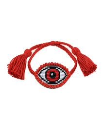 Fashion Red Embroidered Crystal Eye Multi-layer Bracelet