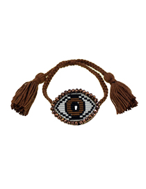 Fashion Brown Embroidered Crystal Eye Multi-layer Bracelet