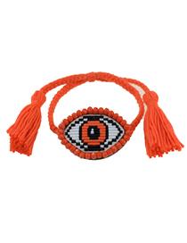 Fashion Orange Embroidered Crystal Eye Multi-layer Bracelet