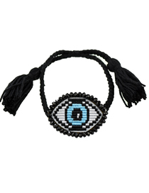 Fashion Black Rope Sky Blue Eyes Embroidered Crystal Eye Multi-layer Bracelet