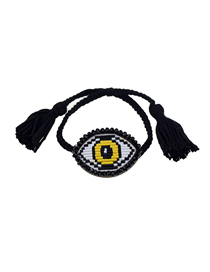 Fashion Black Rope Yellow Eyes Embroidered Crystal Eye Multi-layer Bracelet