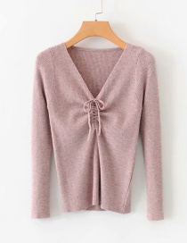 Fashion Pink Drawstring Sweater On The Chest