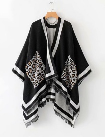 Fashion Black Leopard Tassel Shawl