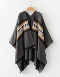 Fashion Dark Gray Striped Shawl