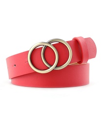 Fashion Red Round Buckle Belt