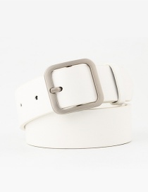 Fashion White-silver Buckle Square Buckle Belt