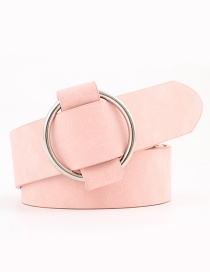 Fashion Pink Needle-free Round Buckle Wide Leather Belt