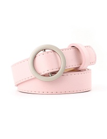 Fashion Pink Round Buckle Without Needle Punching Belt
