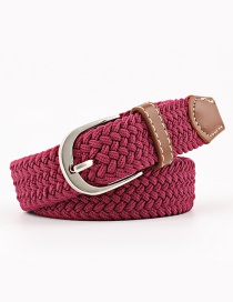 Fashion Wine Red 2.5cm Pin Buckle Canvas Belt