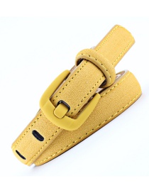 Fashion Yellow Wide Needle Spray Buckle Rich Velvet Leather Belt