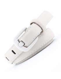 Fashion White Wide Needle Spray Buckle Rich Velvet Leather Belt