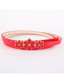 Fashion Red Flower Buckle Belt