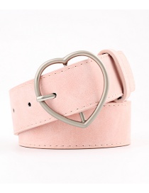 Fashion Pink Alloy Heart Heart Buckle Scrub Leather Belt