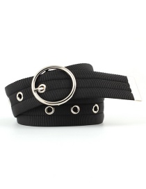Fashion Black 12 Tail Holes Openwork Round Buckle Corn Belt With Nylon Belt
