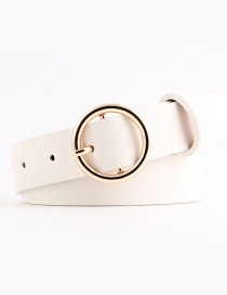 Fashion White Round Faux Leather Belt
