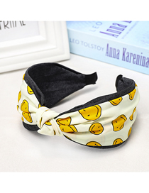 Fashion Yellow Smiley Middle Knot Headband Printed Chiffon Fabric Headband