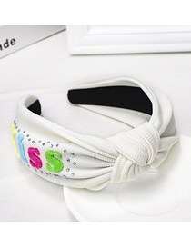 Fashion White Letter Rhinestone Headband Wide-brimmed Temperament Solid Color Letter Water Drill Hoop