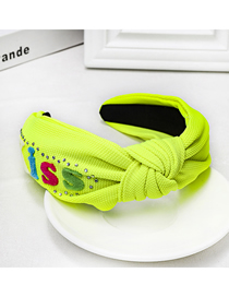 Fashion Fluorescent Green Letter Rhinestone Headband Wide-brimmed Temperament Solid Color Letter Water Drill Hoop