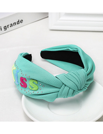 Fashion Green Letter Rhinestone Headband Wide-brimmed Temperament Solid Color Letter Water Drill Hoop