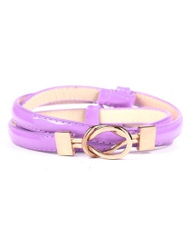 Fashion Light Purple Double Buckle Adjustment Belt