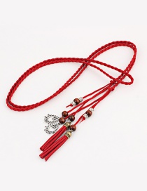 Fashion Red Braided Tail Knotted Belt