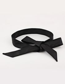 Fashion Black Ribbon Bow Wide Belt