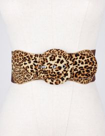 Fashion Leopard Leopard Pattern Large Ring Pin Buckle Wide Belt