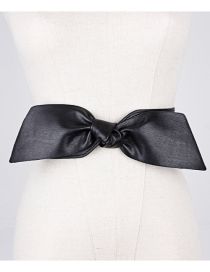 Fashion Black Elasticated Bow Elastic Wide Belt