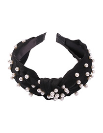 Fashion Black Cloth Pearl Knotted Headband