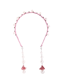 Fashion Pink Alloy Water Rippled Diamond Pearl Pendant Headband