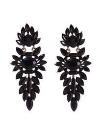 Fashion Black Alloy Studded Geometric Earrings