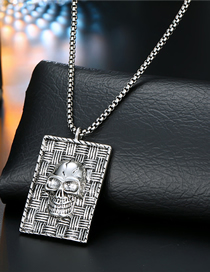 Fashion Ancient Silver Geometric Embossed Necklace