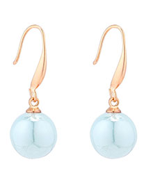 Fashion Sea Blue Small Ball Pearl Earrings