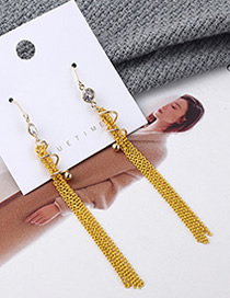 Fashion Yellow Plated Gold Spiral Tassel Earrings