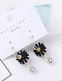 Fashion Black Plated Gold Lotus Earrings