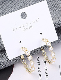 Fashion Gold Plated Gold Semi-circular Cutout  Silver Needle Earrings