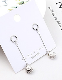 Fashion Platinum Plated Gold Fringed Shell Pearl  Silver Needle Earrings