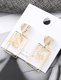 Fashion Gold Wind-plated Real Gold Irregular Square Hollow  Silver Needle Earrings