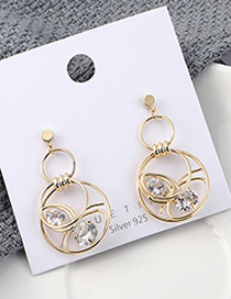 Fashion Gold Gold Plated Double Circle Cutout  Silver Needle Earrings