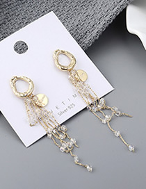 Fashion 14k Gold Plated Gold Fringed  Silver Needle Earrings