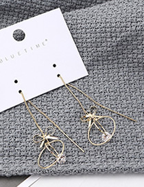 Fashion 14k Gold Plated Gold Butterfly Knot Tassel Earrings