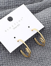 Fashion Gold Semicircular Hollow  Silver Needle Earrings