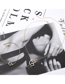 Fashion 14k Gold Crystal Elk Bracelet Necklace Set