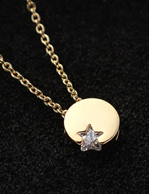 Fashion 14k Gold Star Moon Zircon Necklace