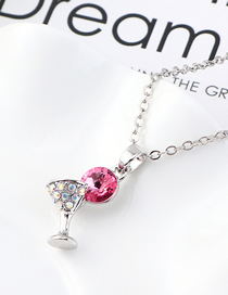 Fashion Rose Red Small Glass Crystal Necklace