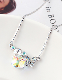 Fashion White + Color White Butterfly Crystal Love Crystal Necklace