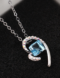 Fashion Sea Blue Heart Crystal Necklace