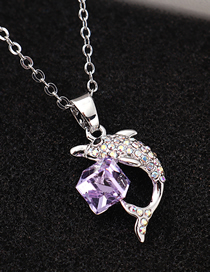 Fashion Violet Dolphin Crystal Crystal Necklace